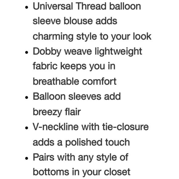 NEW Universal Thread Balloon Long Sleeve Tie Front Blouse - Picture 13 of 13